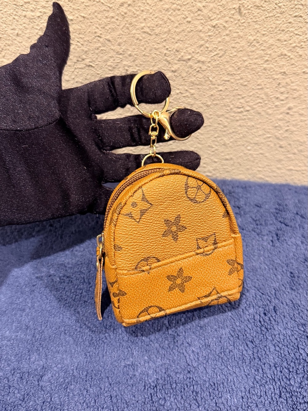 Designer Fashion Monogram Mini Backpack Keychain Brown with Gold Hardware
